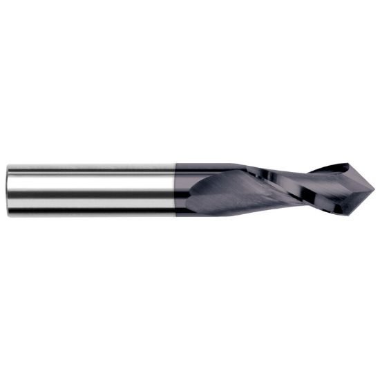 Picture of Harvey Tool 72302-C3 7/64 Dia x 90 CarbideD/M - 2 FL, AlTiNDrill/Mill Carbide AlTiN Single End Drill Point